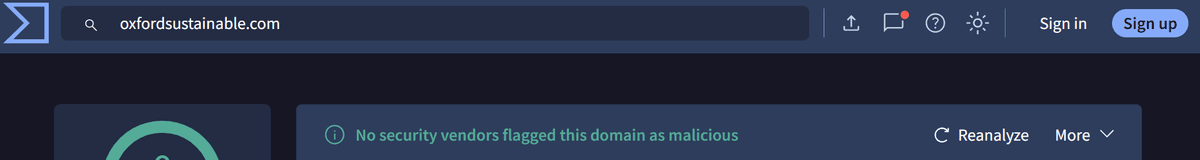 VirusTotal security scan results